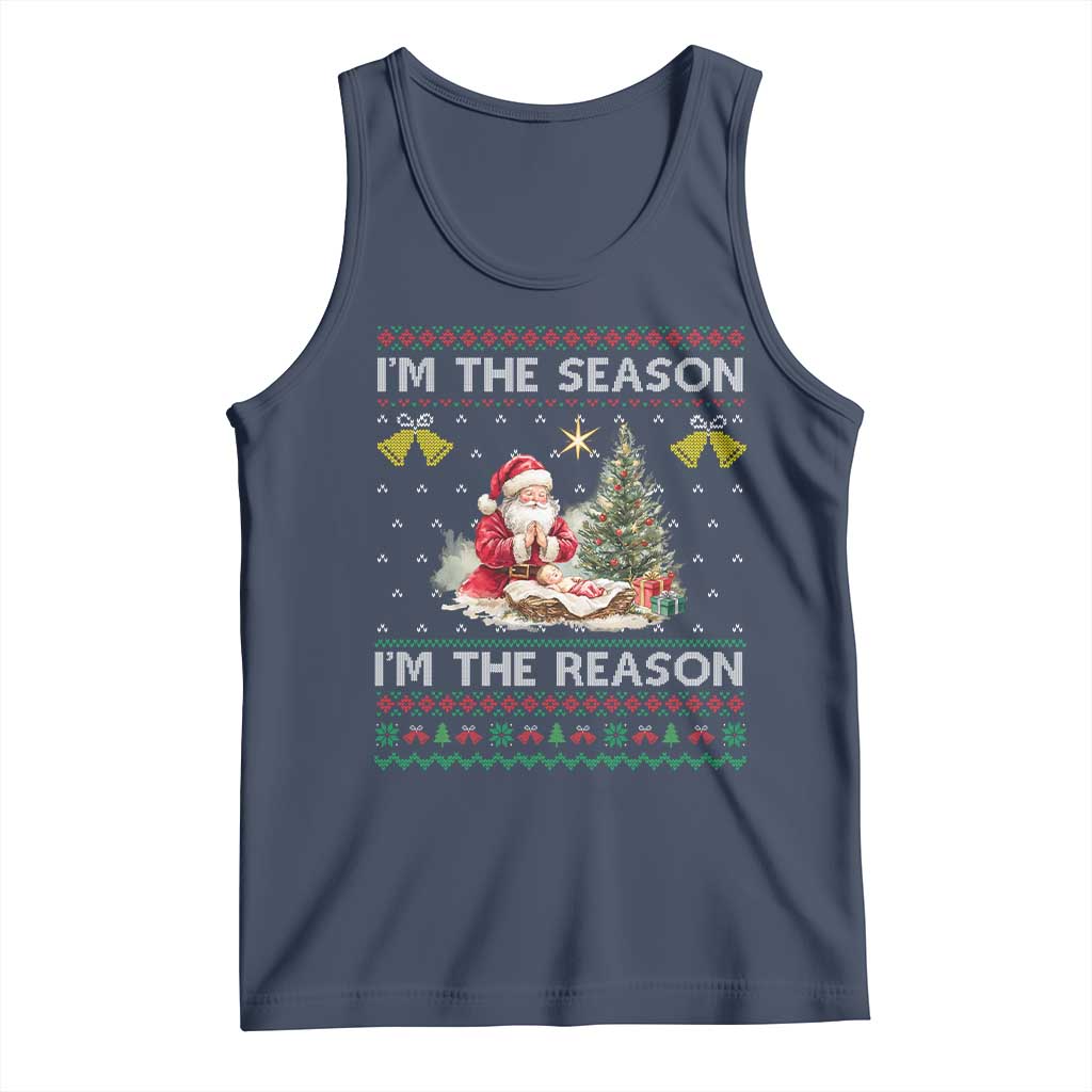 Jesus Christmas Tank Top Santa With Jesus Baby Reason Xmas TS14 Navy Print Your Wear