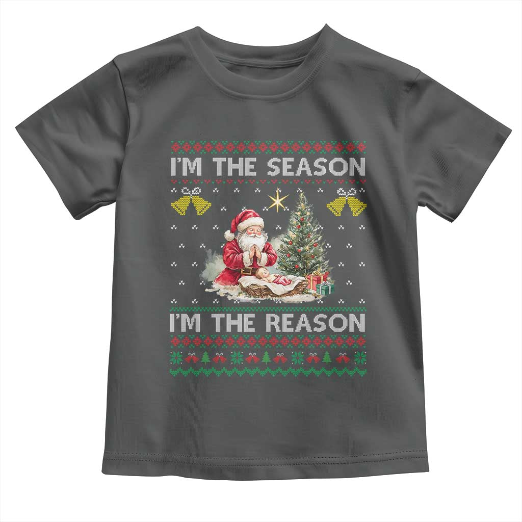 Jesus Christmas Toddler T Shirt Santa With Jesus Baby Reason Xmas TS14 Dark Heather Print Your Wear