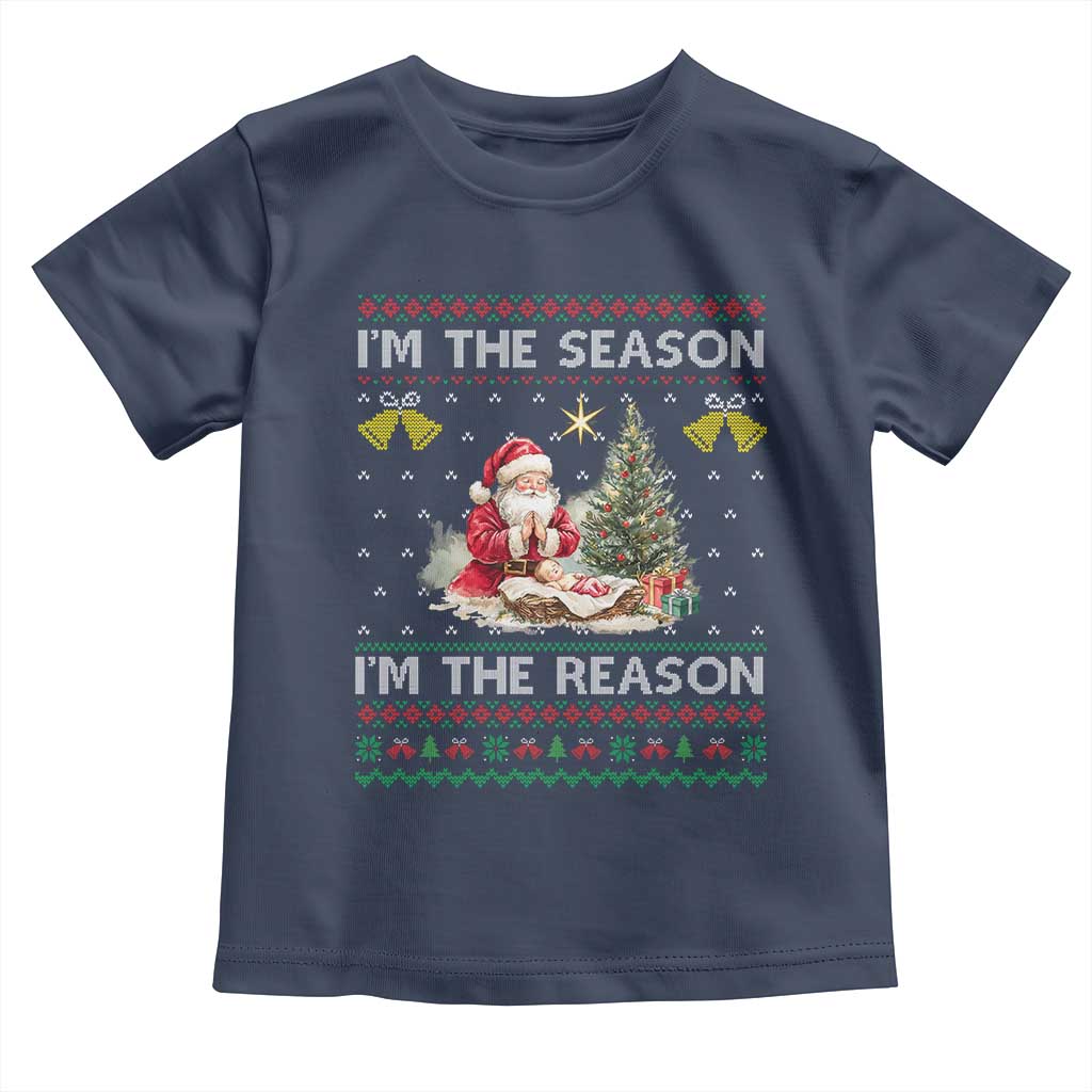 Jesus Christmas Toddler T Shirt Santa With Jesus Baby Reason Xmas TS14 Navy Print Your Wear