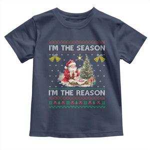 Jesus Christmas Toddler T Shirt Santa With Jesus Baby Reason Xmas TS14 Navy Print Your Wear