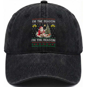 Jesus Christmas Washed Cotton Baseball Cap Santa With Jesus Baby Reason Xmas TS14 Washed Cap Universal Fit Black Print Your Wear