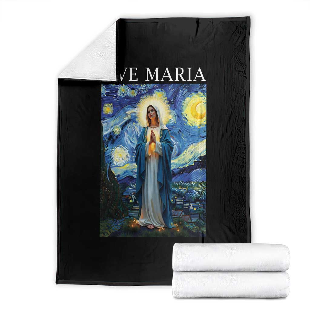 Virgin Mary Starry Night Throw Blanket Mother of Christ Catholic TS14 Black Print Your Wear