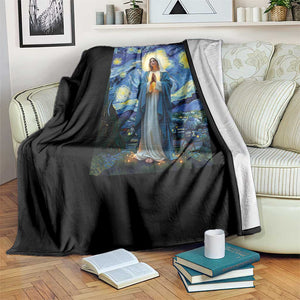 Virgin Mary Starry Night Throw Blanket Mother of Christ Catholic TS14 Print Your Wear