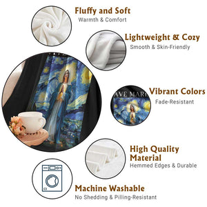 Virgin Mary Starry Night Throw Blanket Mother of Christ Catholic TS14 Print Your Wear