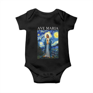Virgin Mary Starry Night Baby Onesie Mother of Christ Catholic TS14 Black Print Your Wear