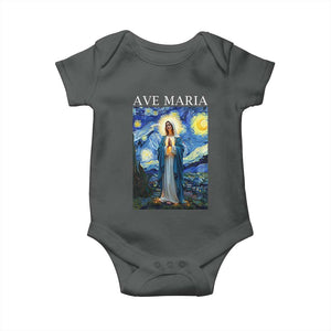 Virgin Mary Starry Night Baby Onesie Mother of Christ Catholic TS14 Dark Heather Print Your Wear