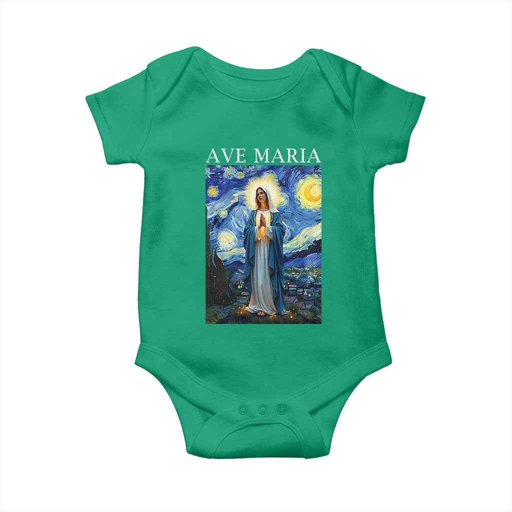 Virgin Mary Starry Night Baby Onesie Mother of Christ Catholic TS14 Irish Green Print Your Wear