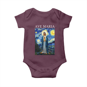 Virgin Mary Starry Night Baby Onesie Mother of Christ Catholic TS14 Maroon Print Your Wear