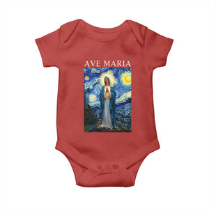Virgin Mary Starry Night Baby Onesie Mother of Christ Catholic TS14 Red Print Your Wear