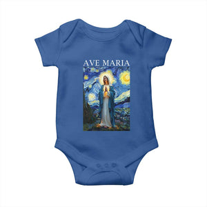 Virgin Mary Starry Night Baby Onesie Mother of Christ Catholic TS14 Royal Blue Print Your Wear