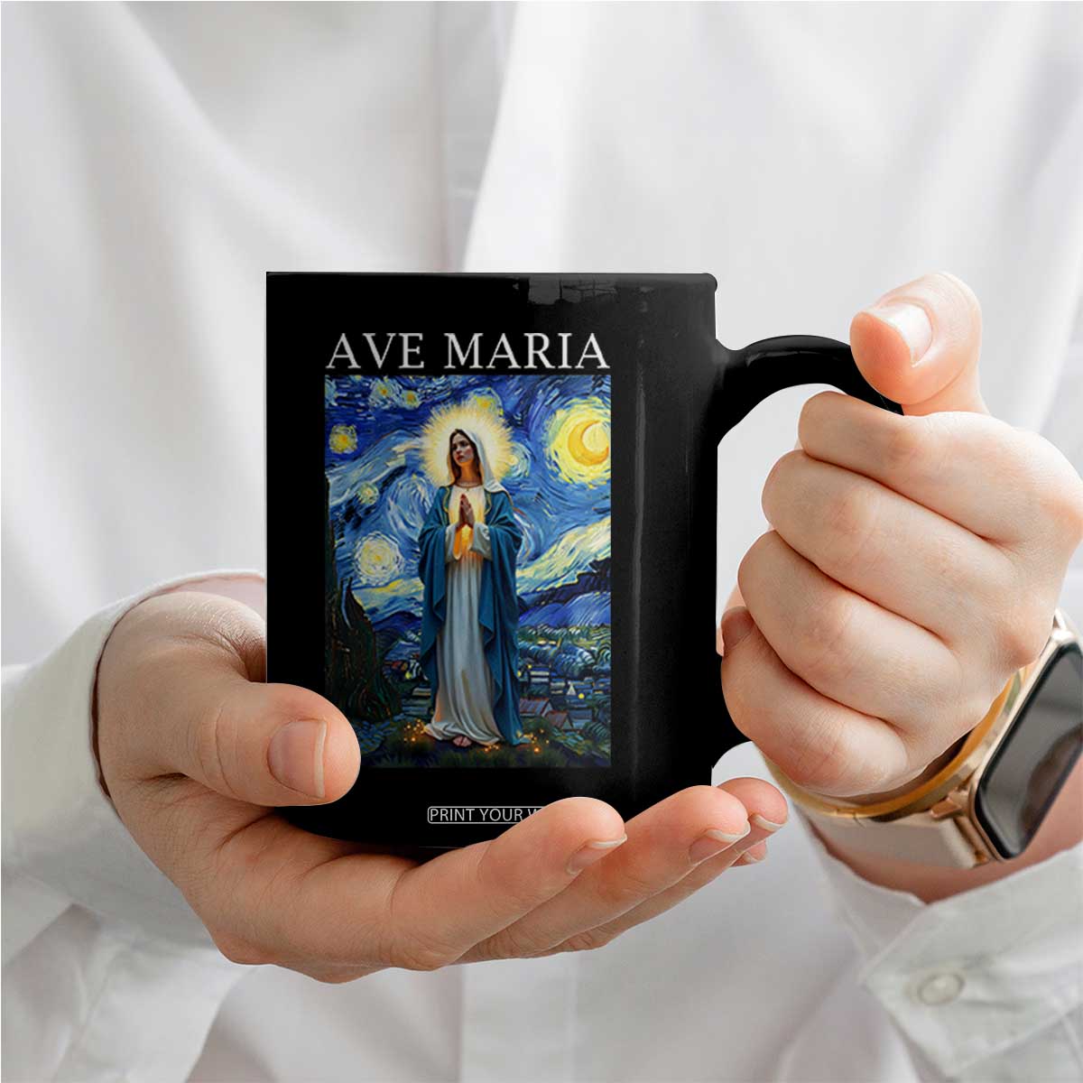 Virgin Mary Starry Night Coffee Mug Mother of Christ Catholic TS14 Print Your Wear