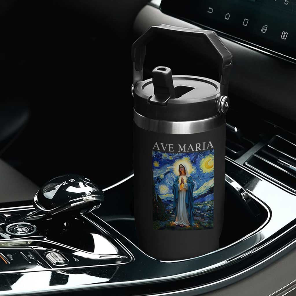 Virgin Mary Starry Night Flip Straw Tumbler Mother of Christ Catholic TS14 Print Your Wear