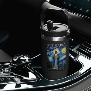 Virgin Mary Starry Night Flip Straw Tumbler Mother of Christ Catholic TS14 Print Your Wear
