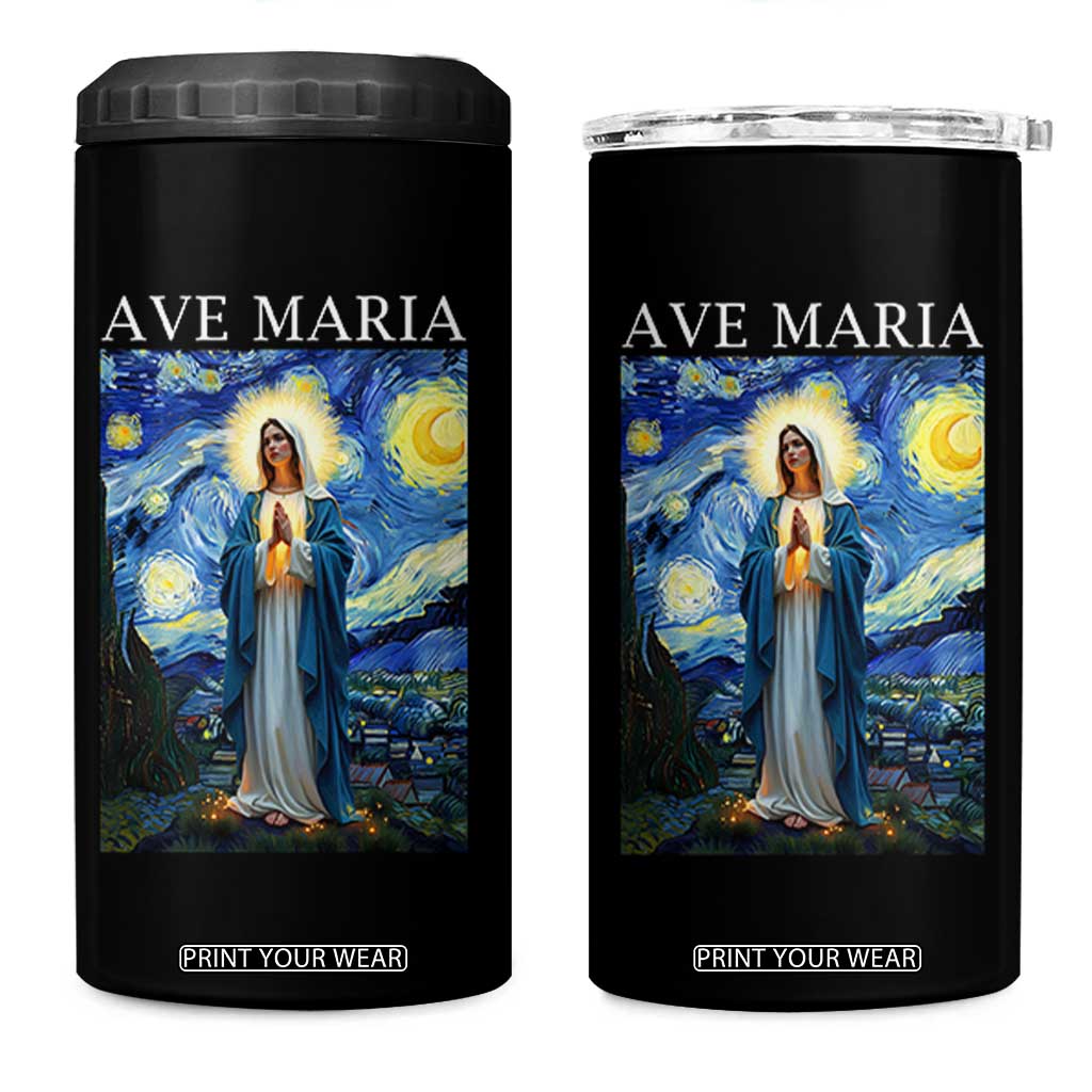 Virgin Mary Starry Night 4 in 1 Can Cooler Tumbler Mother of Christ Catholic TS14 One Size: 16 oz Black Print Your Wear