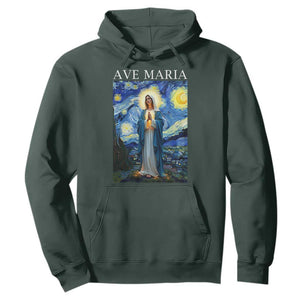 Virgin Mary Starry Night Hoodie Mother of Christ Catholic TS14 Dark Forest Green Print Your Wear
