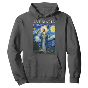 Virgin Mary Starry Night Hoodie Mother of Christ Catholic TS14 Dark Heather Print Your Wear