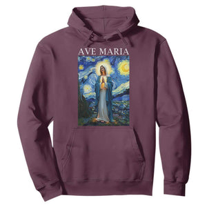Virgin Mary Starry Night Hoodie Mother of Christ Catholic TS14 Maroon Print Your Wear