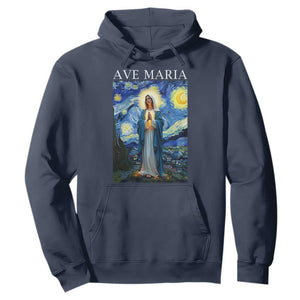 Virgin Mary Starry Night Hoodie Mother of Christ Catholic TS14 Navy Print Your Wear