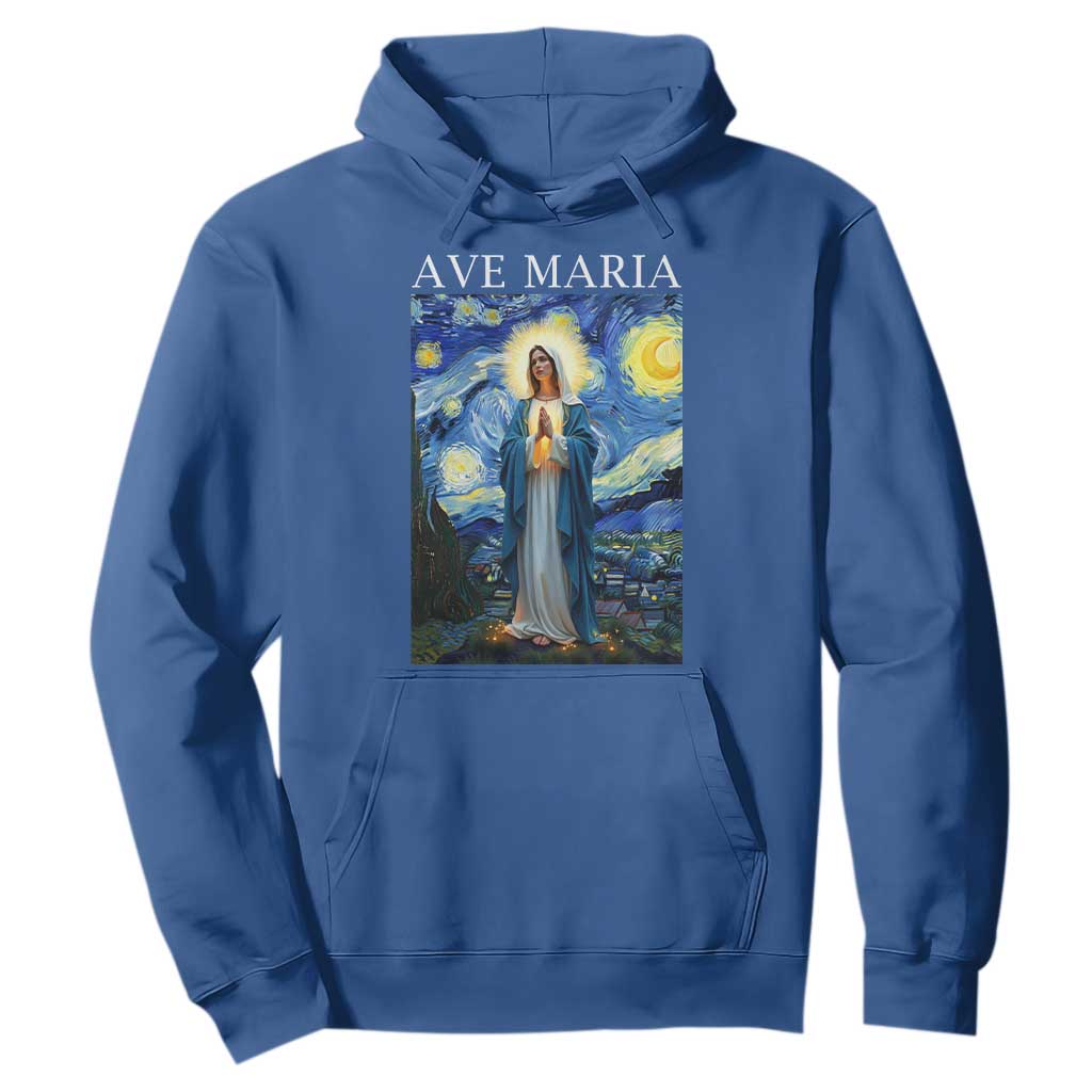 Virgin Mary Starry Night Hoodie Mother of Christ Catholic TS14 Royal Blue Print Your Wear