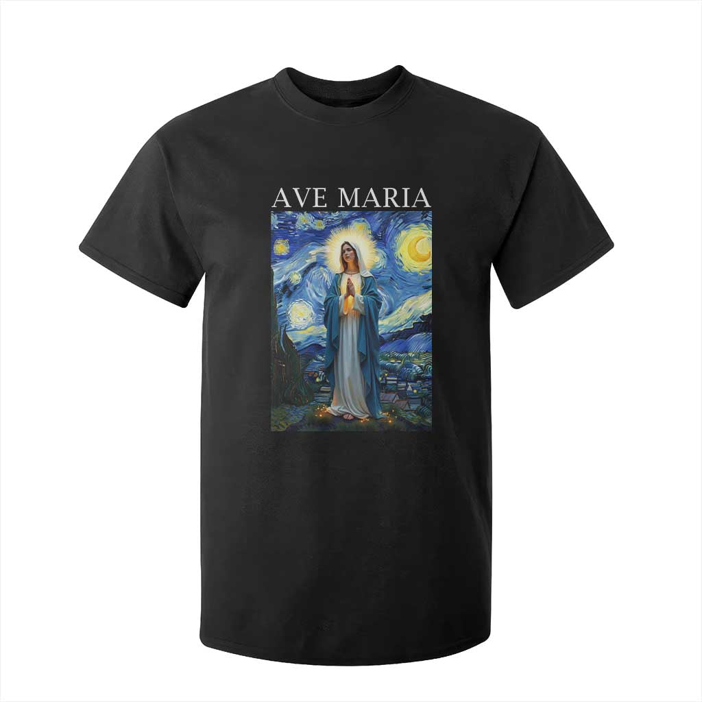Virgin Mary Starry Night T Shirt For Kid Mother of Christ Catholic TS14 Black Print Your Wear