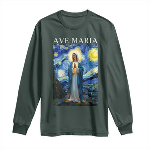 Virgin Mary Starry Night Long Sleeve Shirt Mother of Christ Catholic - Print Your Wear
