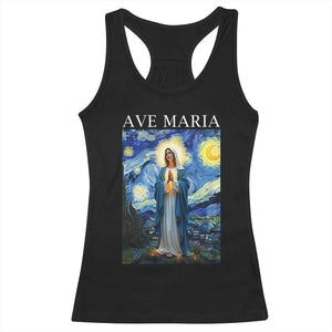 Virgin Mary Starry Night Racerback Tank Top Mother of Christ Catholic - Print Your Wear