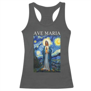 Virgin Mary Starry Night Racerback Tank Top Mother of Christ Catholic TS14 Dark Heather Print Your Wear