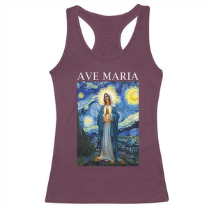 Virgin Mary Starry Night Racerback Tank Top Mother of Christ Catholic TS14 Maroon Print Your Wear