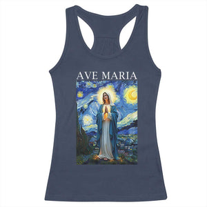 Virgin Mary Starry Night Racerback Tank Top Mother of Christ Catholic - Print Your Wear