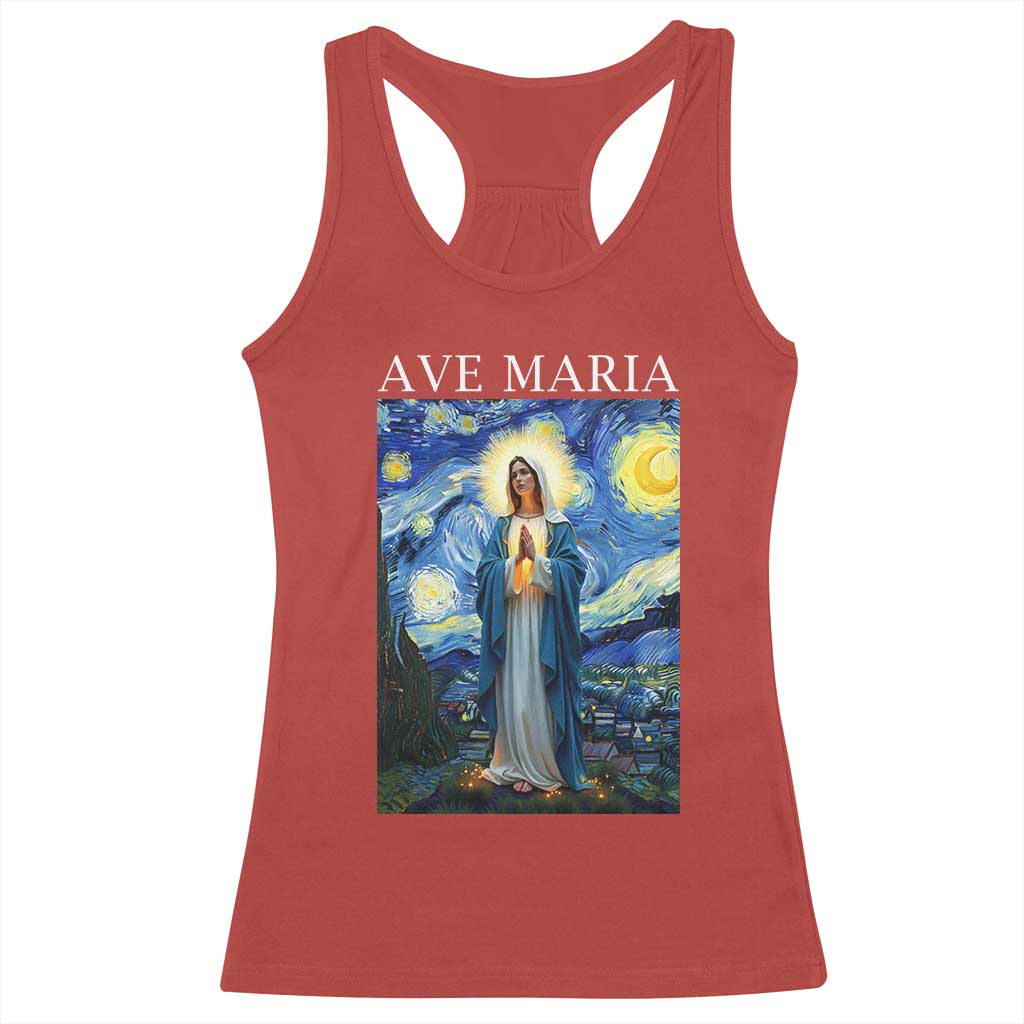 Virgin Mary Starry Night Racerback Tank Top Mother of Christ Catholic TS14 Red Print Your Wear