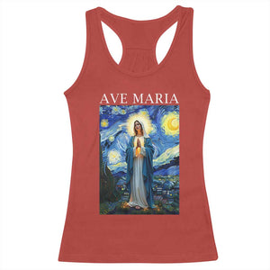 Virgin Mary Starry Night Racerback Tank Top Mother of Christ Catholic - Print Your Wear