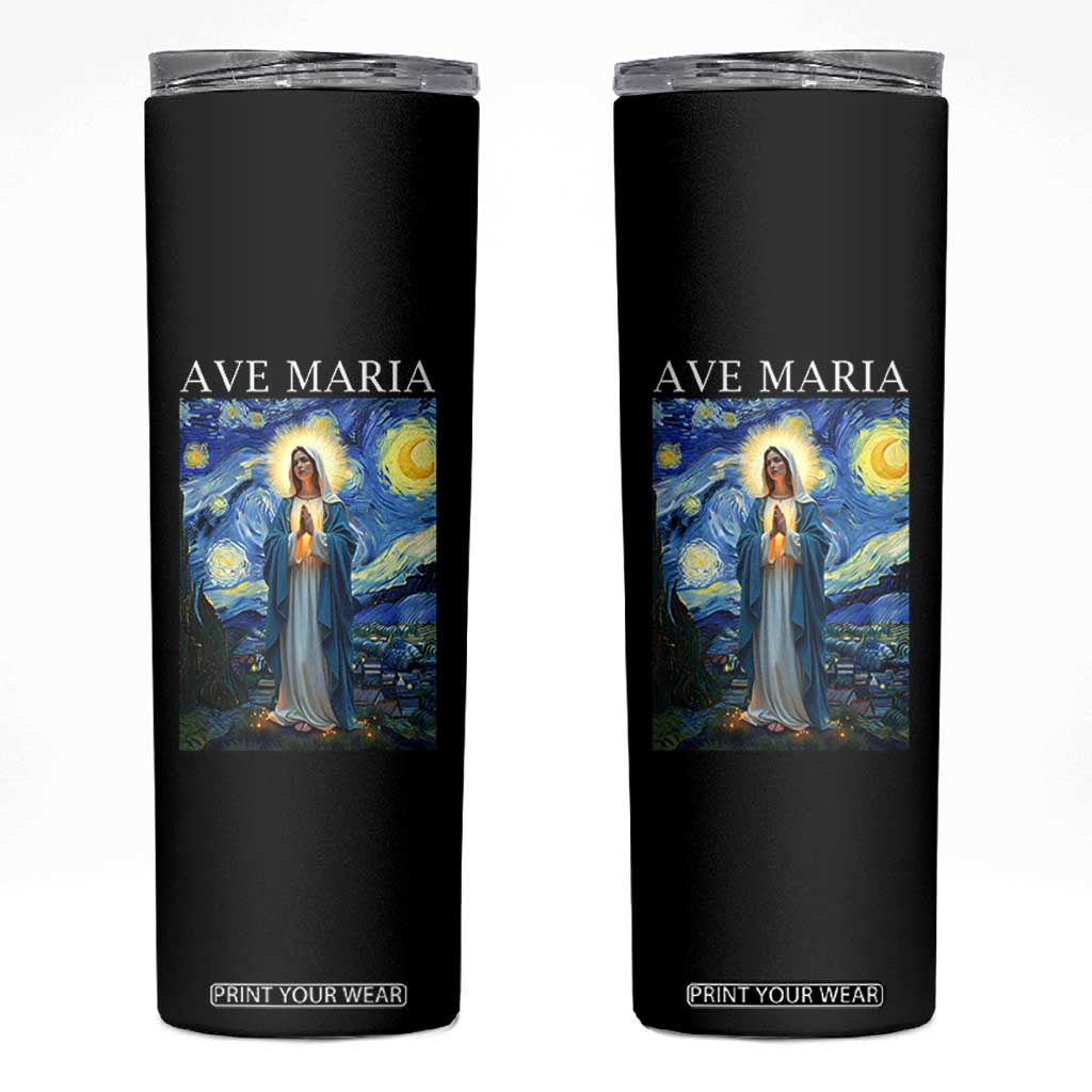Virgin Mary Starry Night Skinny Tumbler Mother of Christ Catholic TS14 Black Print Your Wear