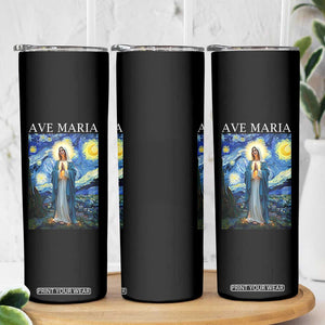 Virgin Mary Starry Night Skinny Tumbler Mother of Christ Catholic TS14 Print Your Wear