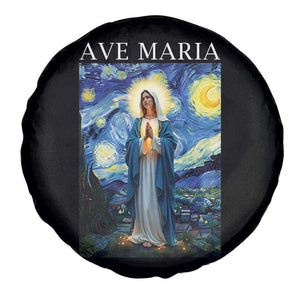 Virgin Mary Starry Night Spare Tire Cover Mother of Christ Catholic TS14 Print Your Wear
