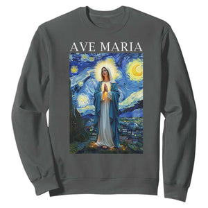 Virgin Mary Starry Night Sweatshirt Mother of Christ Catholic - Print Your Wear