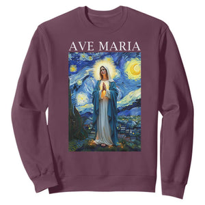 Virgin Mary Starry Night Sweatshirt Mother of Christ Catholic - Print Your Wear