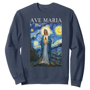 Virgin Mary Starry Night Sweatshirt Mother of Christ Catholic - Print Your Wear