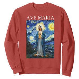 Virgin Mary Starry Night Sweatshirt Mother of Christ Catholic - Print Your Wear