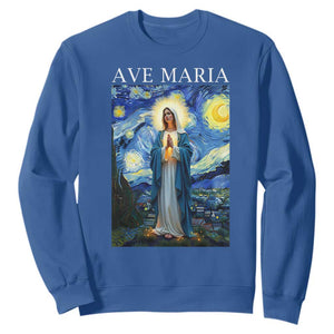Virgin Mary Starry Night Sweatshirt Mother of Christ Catholic - Print Your Wear