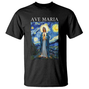 Virgin Mary Starry Night T Shirt Mother of Christ Catholic TS14 Black Print Your Wear