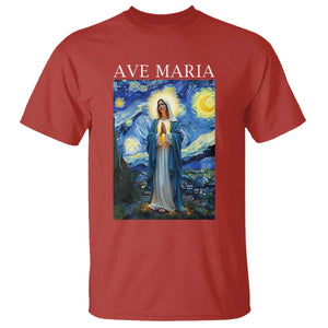 Virgin Mary Starry Night T Shirt Mother of Christ Catholic TS14 Red Print Your Wear