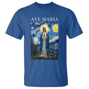 Virgin Mary Starry Night T Shirt Mother of Christ Catholic TS14 Royal Blue Print Your Wear