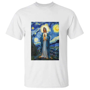 Virgin Mary Starry Night T Shirt Mother of Christ Catholic TS14 White Print Your Wear