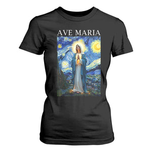 Virgin Mary Starry Night T Shirt For Women Mother of Christ Catholic TS14 Black Print Your Wear