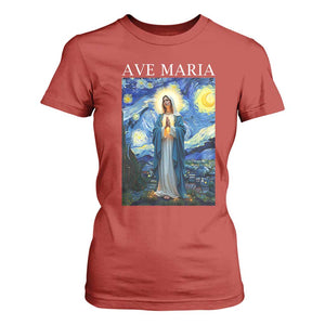Virgin Mary Starry Night T Shirt For Women Mother of Christ Catholic TS14 Red Print Your Wear
