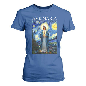 Virgin Mary Starry Night T Shirt For Women Mother of Christ Catholic TS14 Royal Blue Print Your Wear