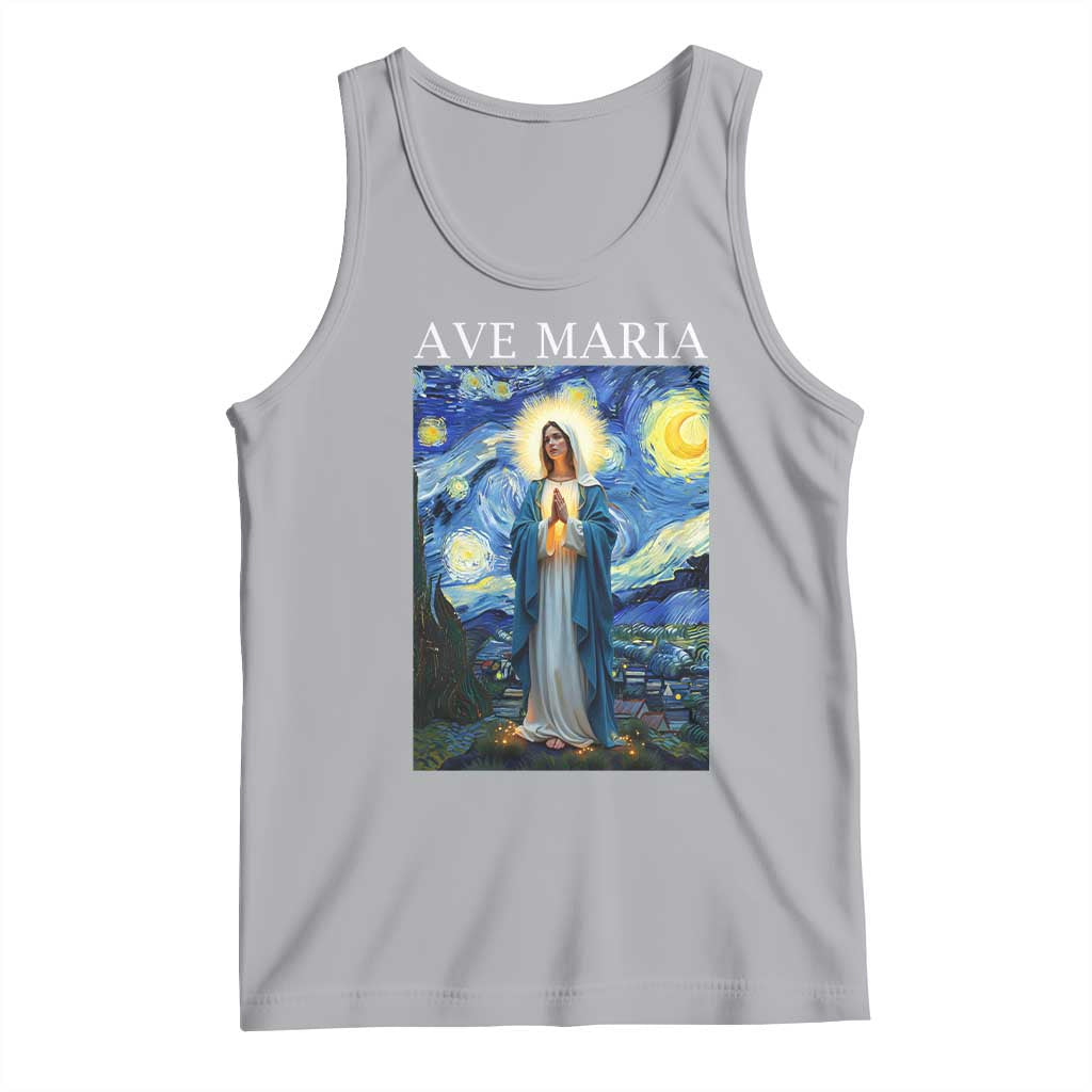 Virgin Mary Starry Night Tank Top Mother of Christ Catholic TS14 Athletic Heather Print Your Wear