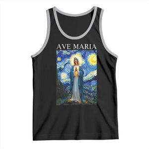 Virgin Mary Starry Night Tank Top Mother of Christ Catholic TS14 Black Athletic Heather Print Your Wear