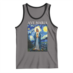 Virgin Mary Starry Night Tank Top Mother of Christ Catholic TS14 Deep Heather Black Print Your Wear