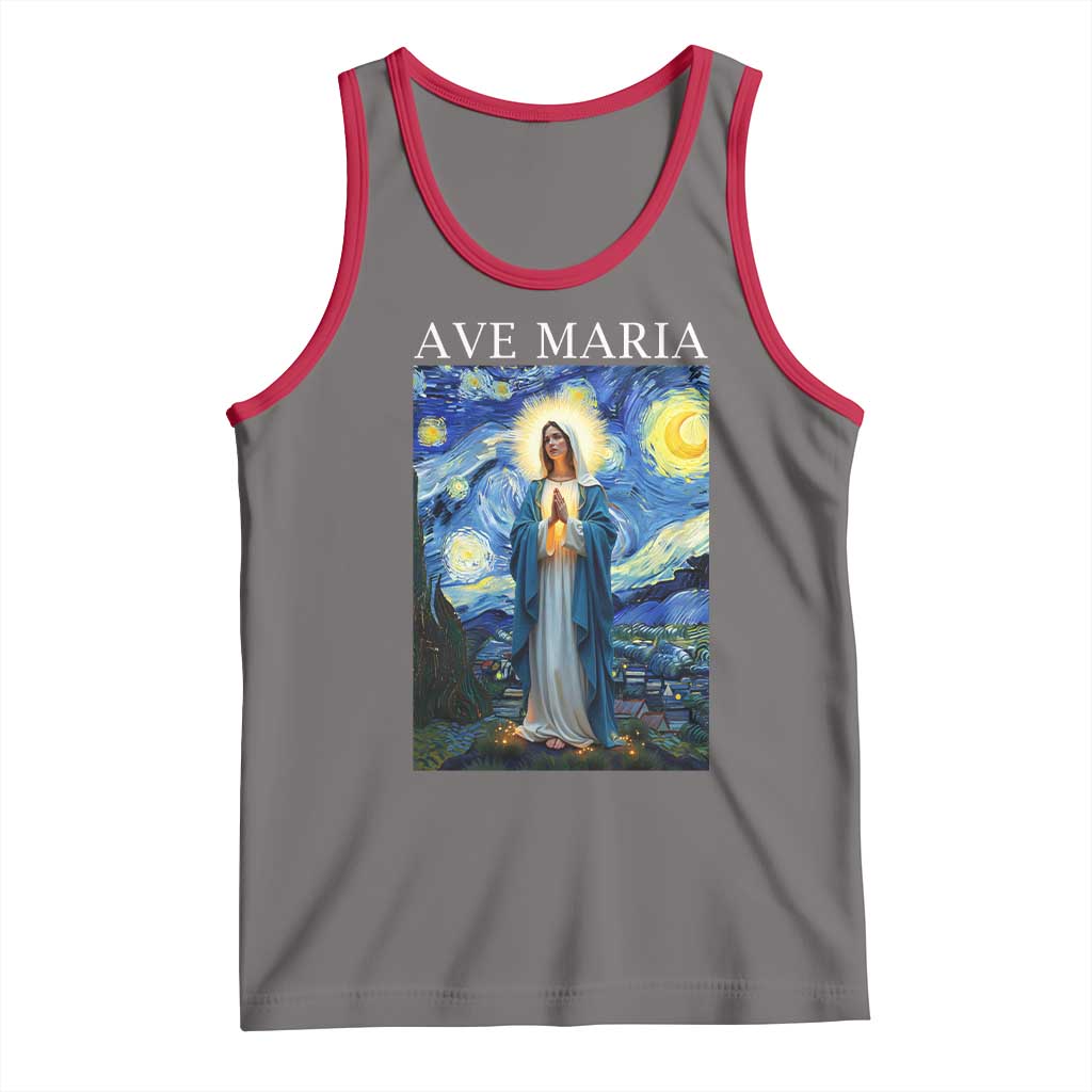 Virgin Mary Starry Night Tank Top Mother of Christ Catholic TS14 Deep Heather Red Print Your Wear